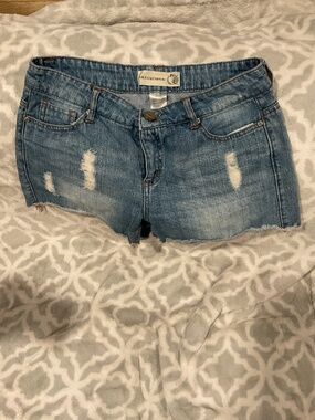 Inked and faded light wash Jean shorts